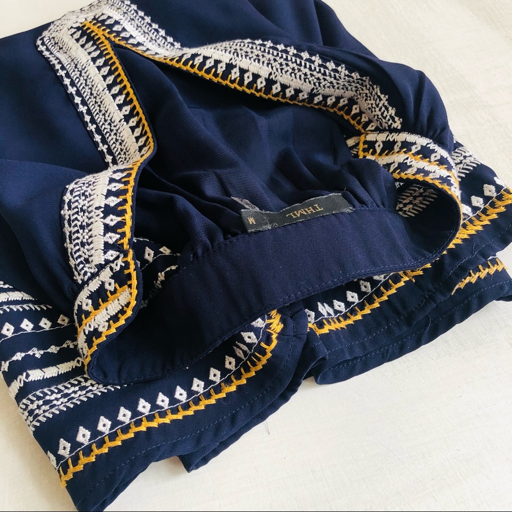 [THML] Embroidered Deep V Racerback Shift Dress - Picture 4 of 13